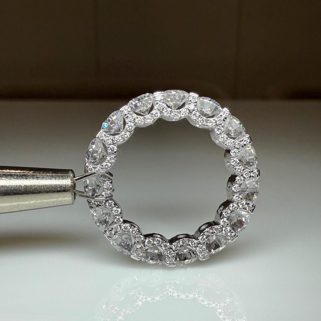 Lab Grown Diamond Eternity Band | 14K Solid Gold Halo Wedding Ring