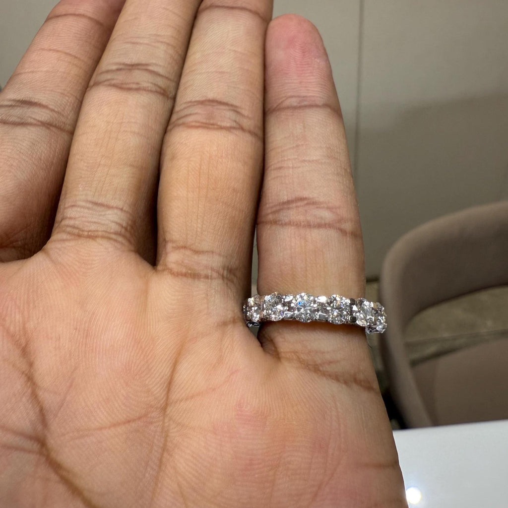 Lab Grown Diamond Eternity Band | 14K Solid Gold Halo Wedding Ring