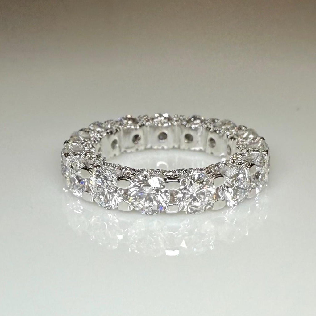 Lab Grown Diamond Eternity Band | 14K Solid Gold Halo Wedding Ring