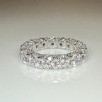 Lab Grown Diamond Eternity Band | 14K Solid Gold Halo Wedding Ring