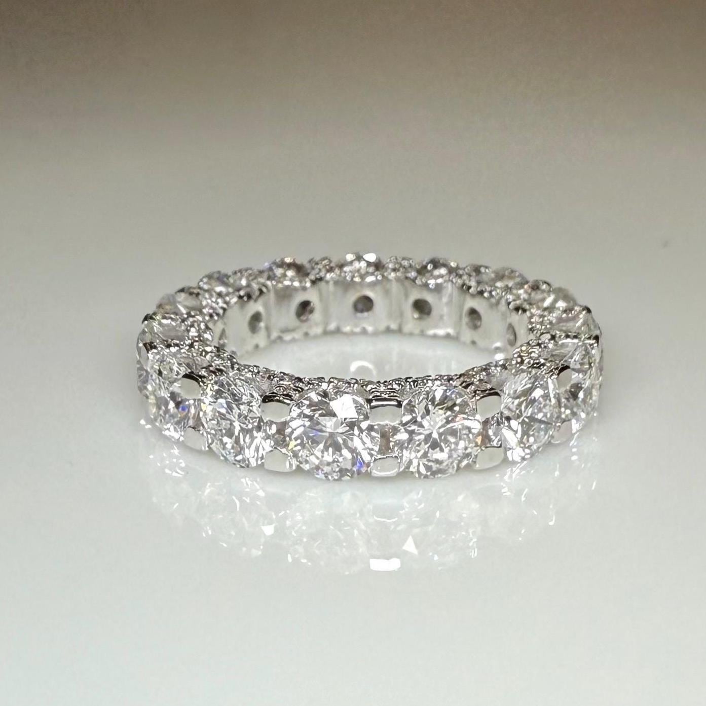 Lab Grown Diamond Eternity Band | 14K Solid Gold Halo Wedding Ring