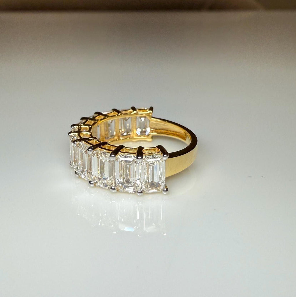 Emerald Cut Lab Grown Diamond Wedding Band | 11 Stone 5.20CTW 14K Gold Ring