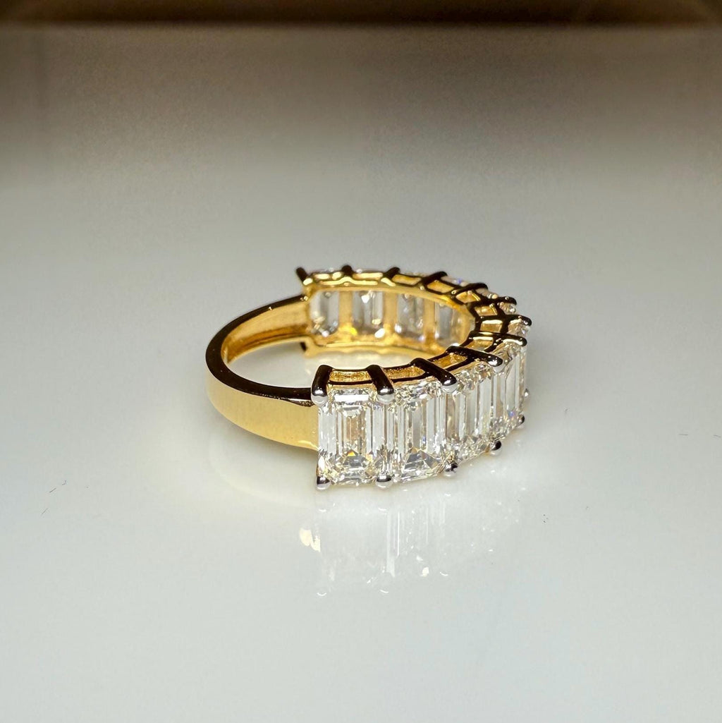 Emerald Cut Lab Grown Diamond Wedding Band | 11 Stone 5.20CTW 14K Gold Ring