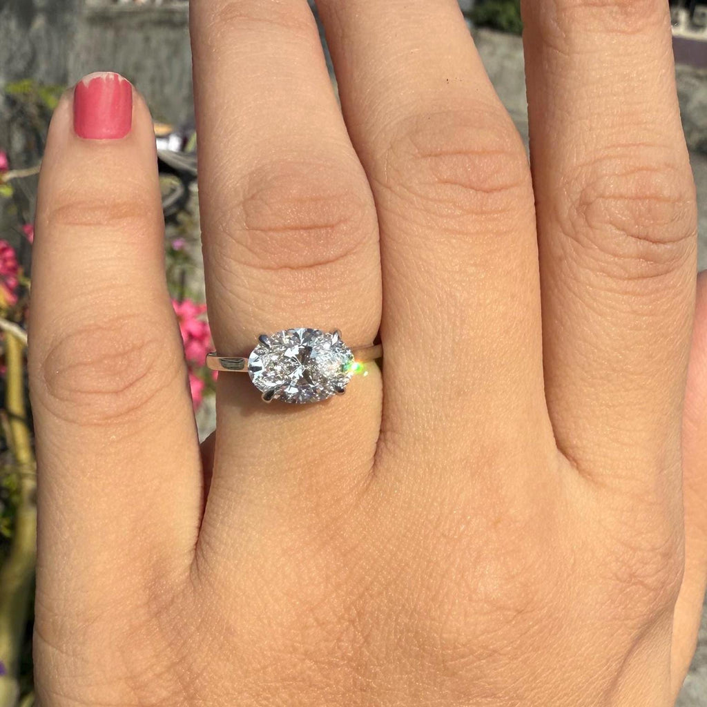 2.5CT Oval Lab Grown Diamond Solitaire Ring | 14K Solid Gold, IGI Certified