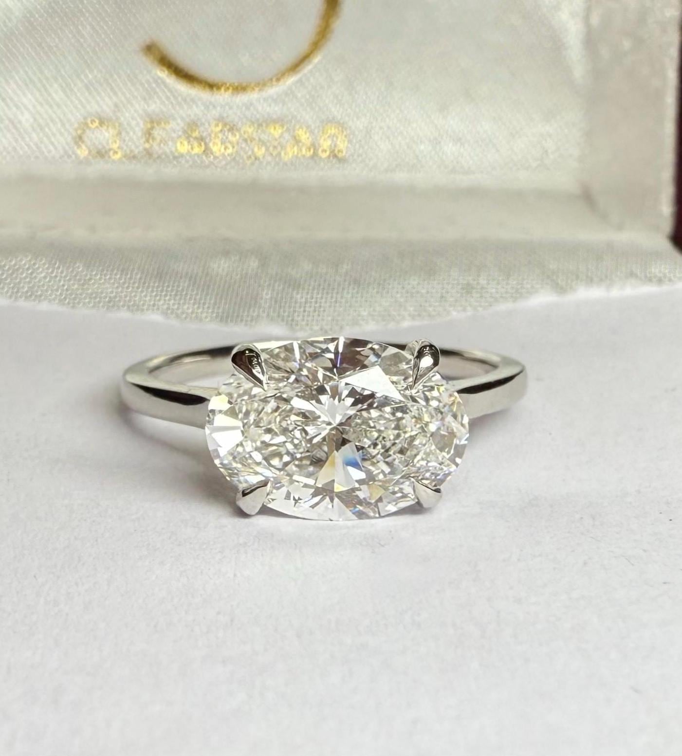 2.5CT Oval Lab Grown Diamond Solitaire Ring | 14K Solid Gold, IGI Certified