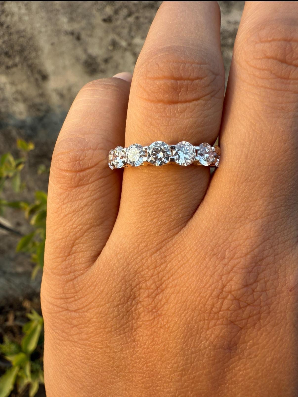 14K Gold Lab Grown Diamond Wedding Band | Half Eternity Promise Ring