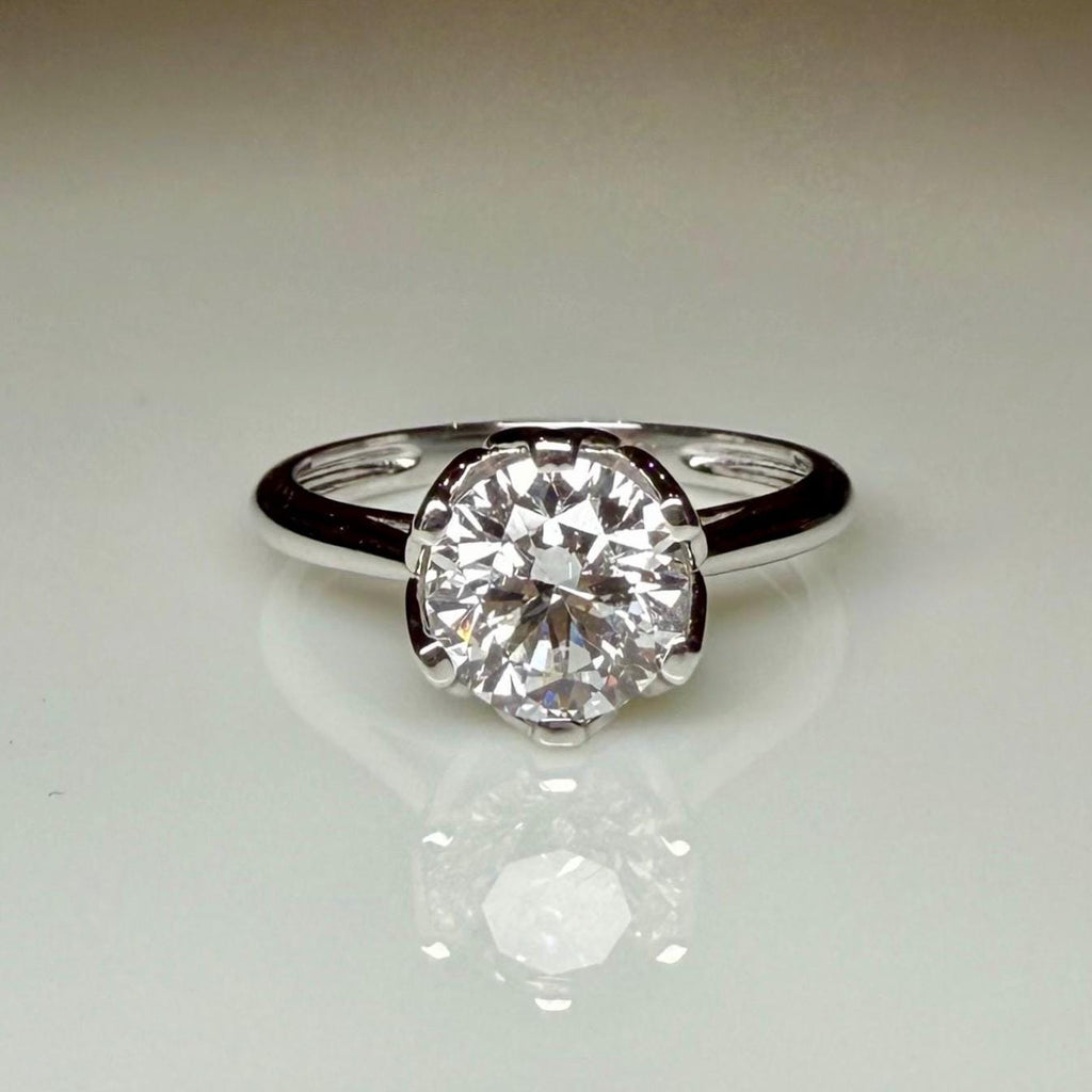 1.25CT Round Lab Grown Diamond Engagement Ring | Tulip Setting Solitaire, IGI Certified, 14K Gold