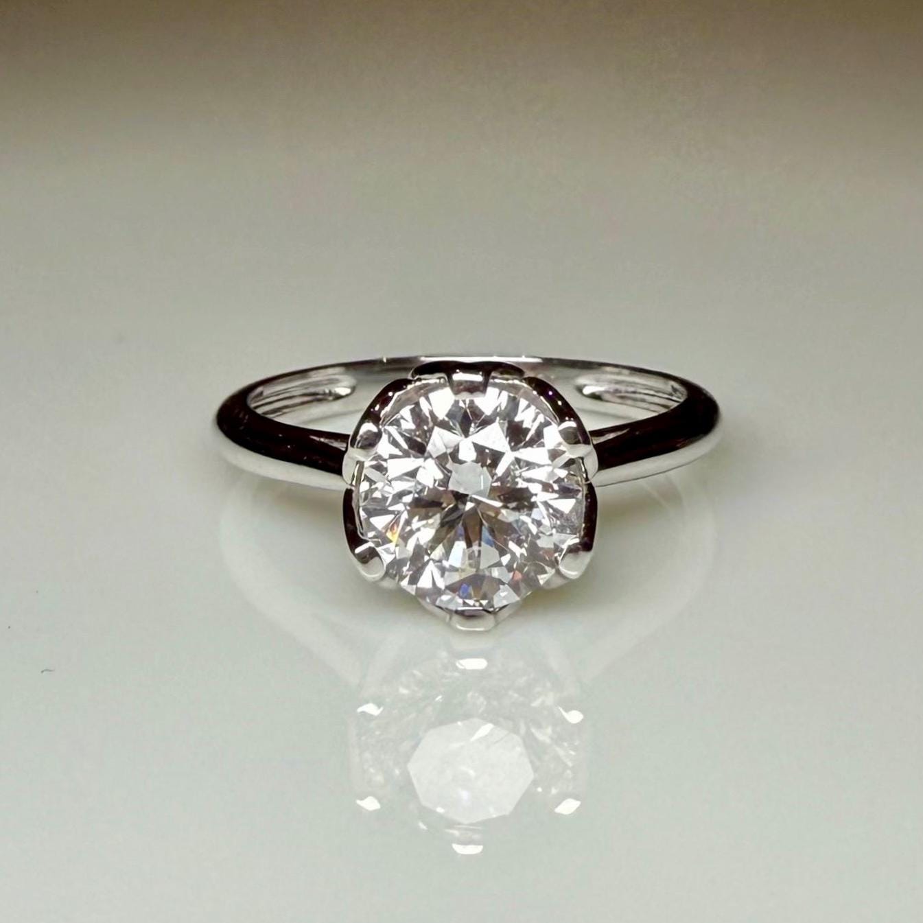 1.25CT Round Lab Grown Diamond Engagement Ring | Tulip Setting Solitaire, IGI Certified, 14K Gold