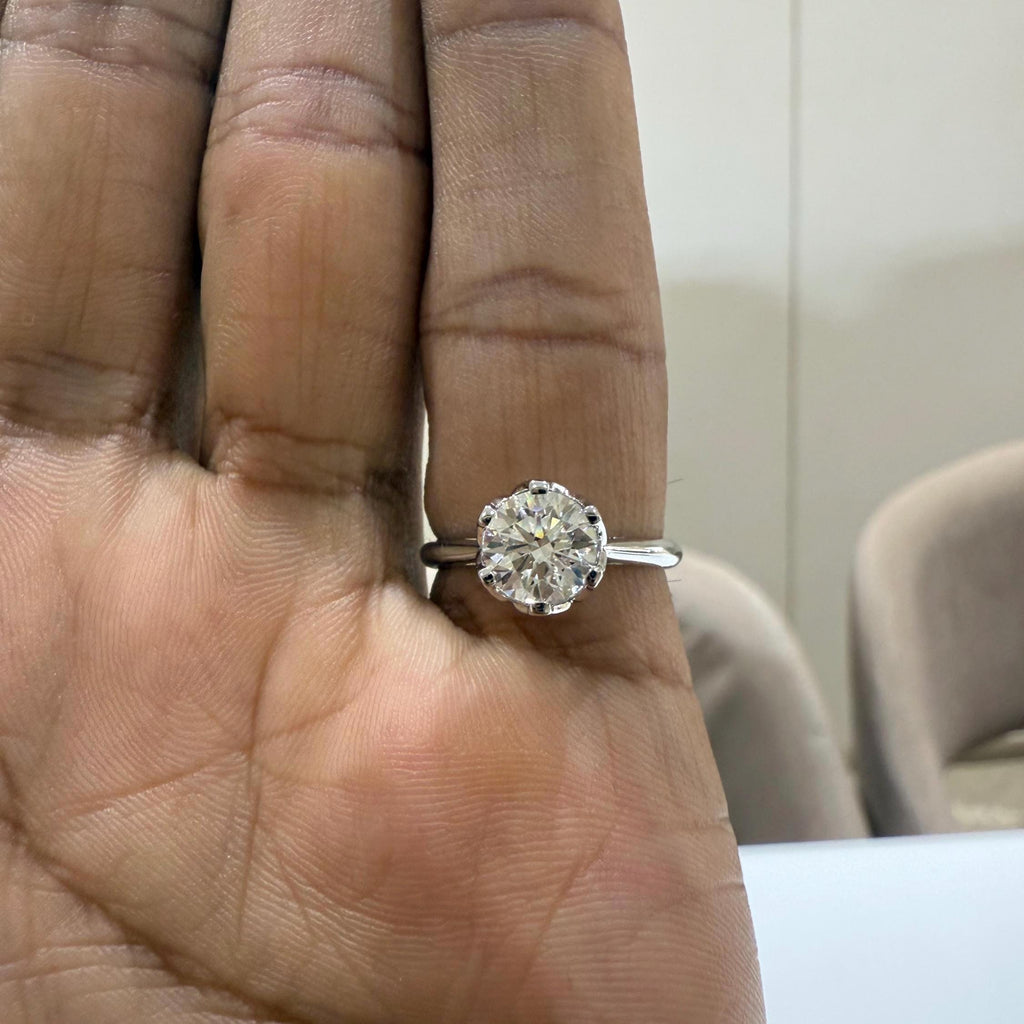 1.25CT Round Lab Grown Diamond Engagement Ring | Tulip Setting Solitaire, IGI Certified, 14K Gold