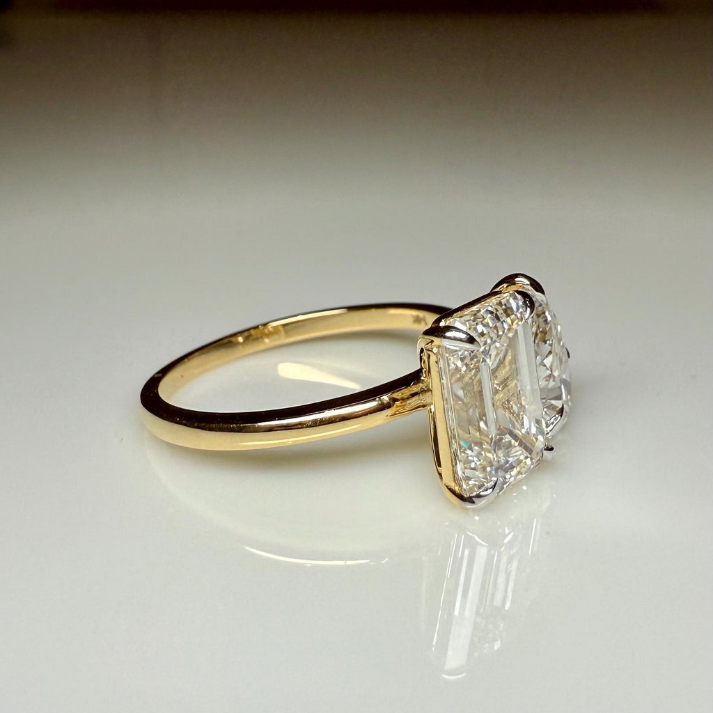 Lab Grown Diamond Toi et Moi Ring | Emerald Pear Cut 14K Gold Engagement