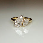 Pear Cut Lab Grown Diamond Toi et Moi Ring | 14K Gold Two Stone Engagement