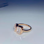 Lab Grown Diamond Toi et Moi Ring | Pear Emerald Cut Bezel 14K Gold Certified