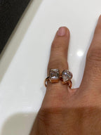 Lab Grown Diamond Toi et Moi Ring | Pear Emerald Cut Bezel 14K Gold Certified