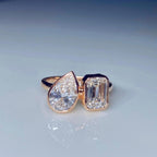 Lab Grown Diamond Toi et Moi Ring | Pear Emerald Cut Bezel 14K Gold Certified