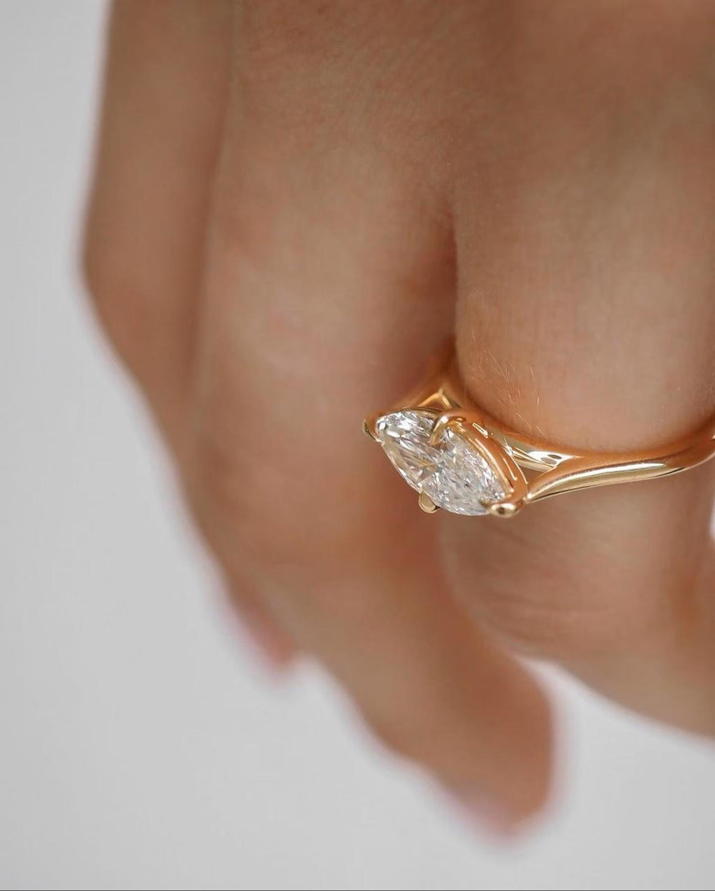 1.5CT Marquise Lab Grown Diamond Ring | East West Solitaire Engagement 14K Gold