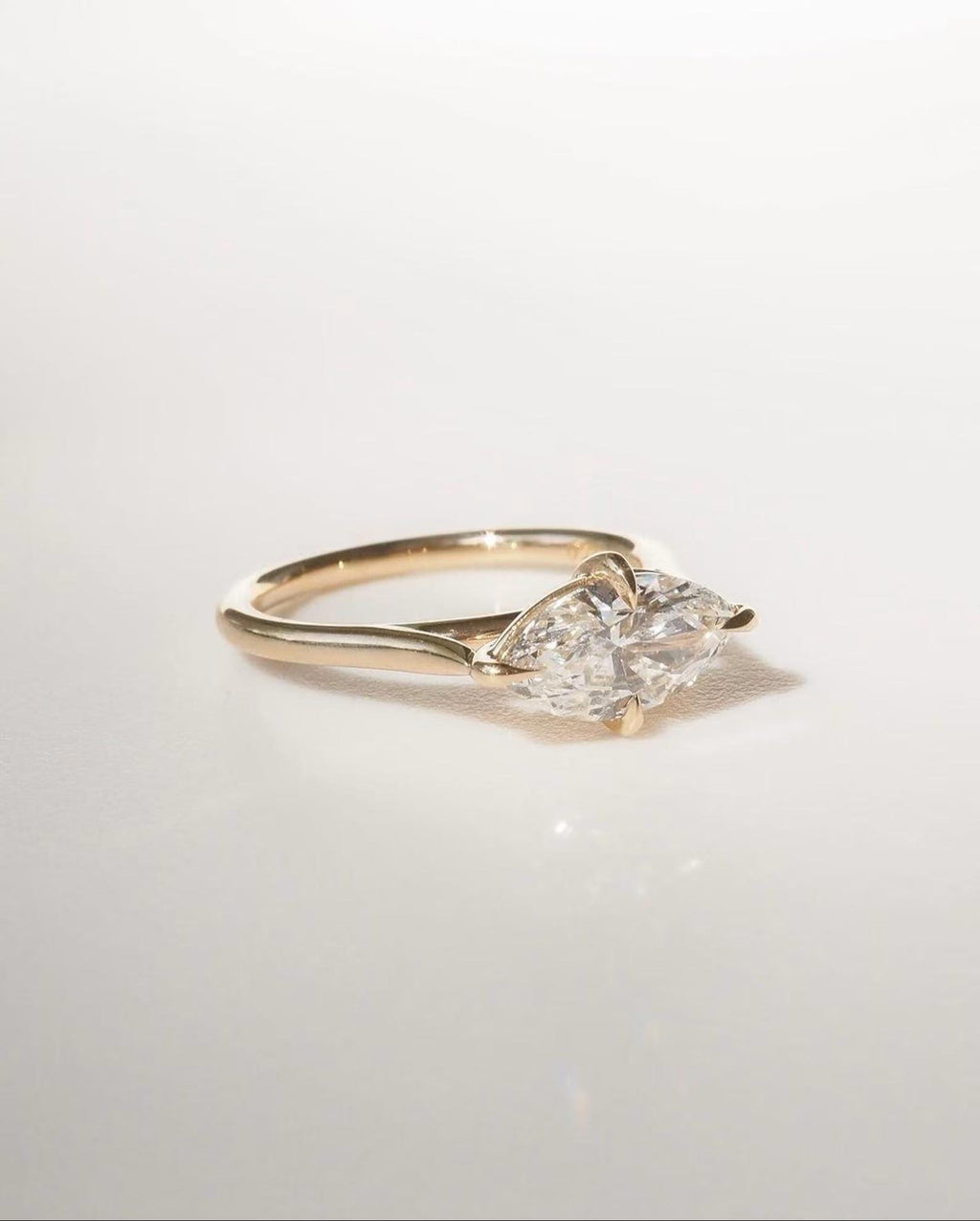 1.5CT Marquise Lab Grown Diamond Ring | East West Solitaire Engagement 14K Gold
