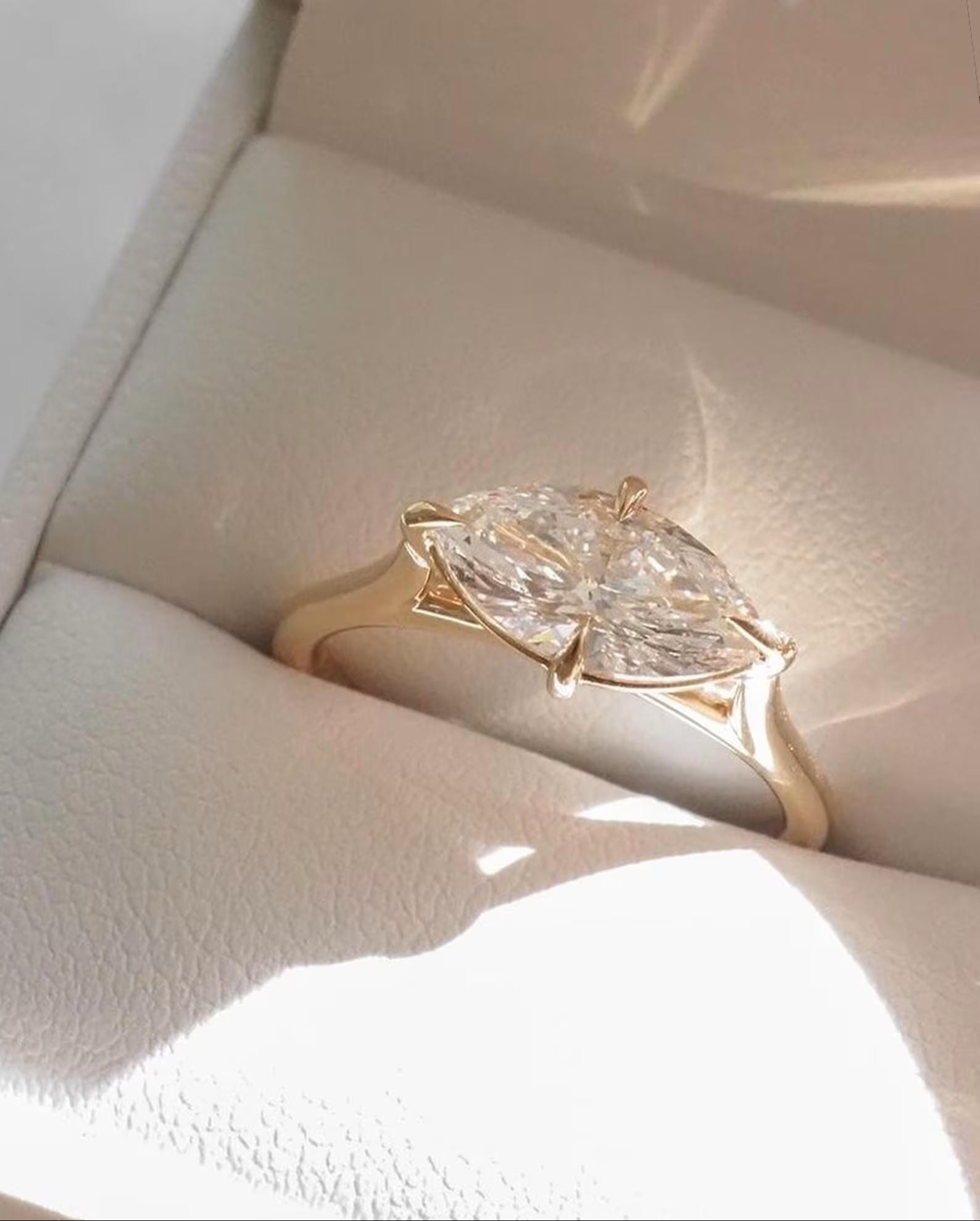 1.5CT Marquise Lab Grown Diamond Ring | East West Solitaire Engagement 14K Gold