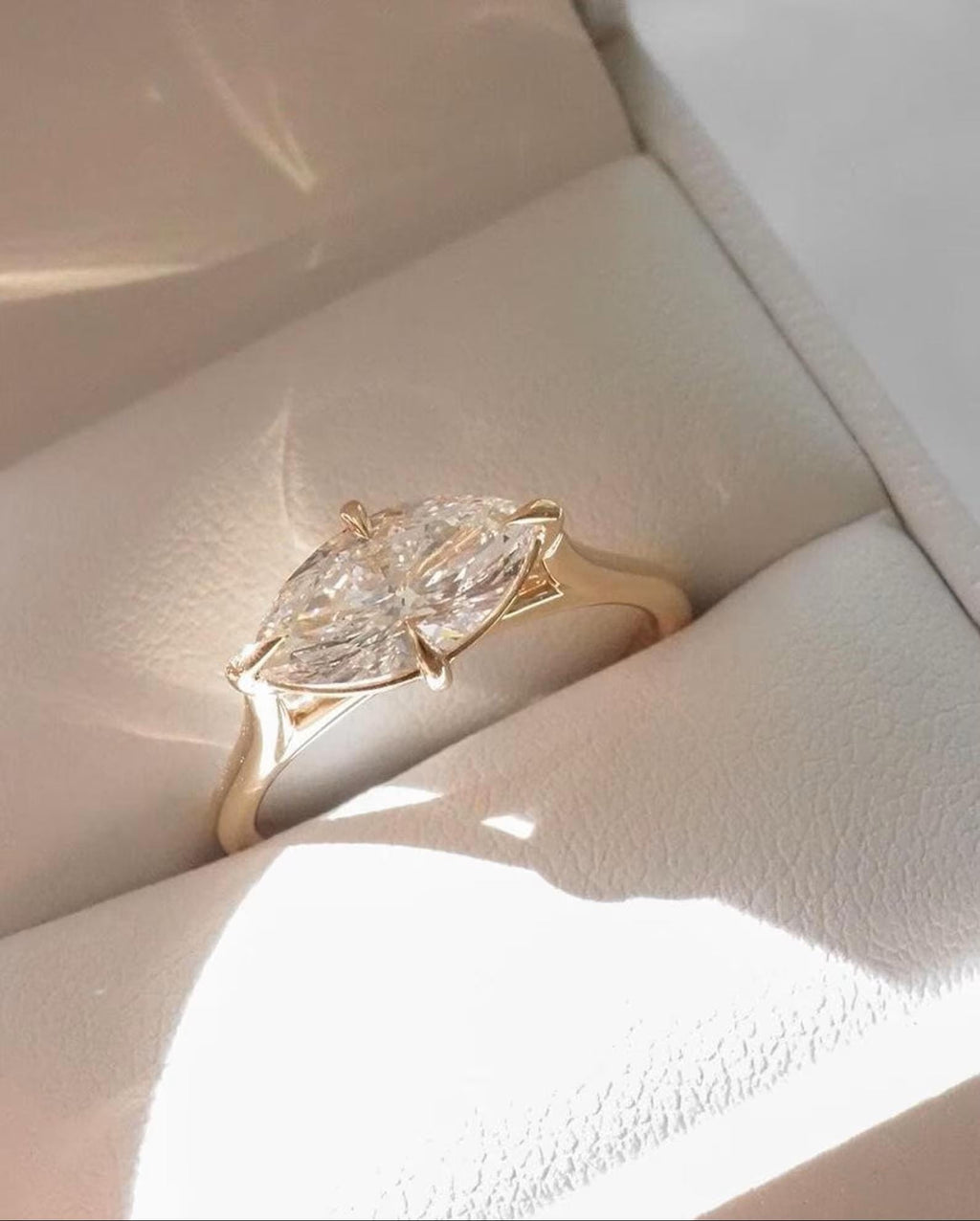 1.5CT Marquise Lab Grown Diamond Ring | East West Solitaire Engagement 14K Gold