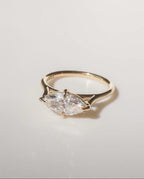 1.5CT Marquise Lab Grown Diamond Ring | East West Solitaire Engagement 14K Gold