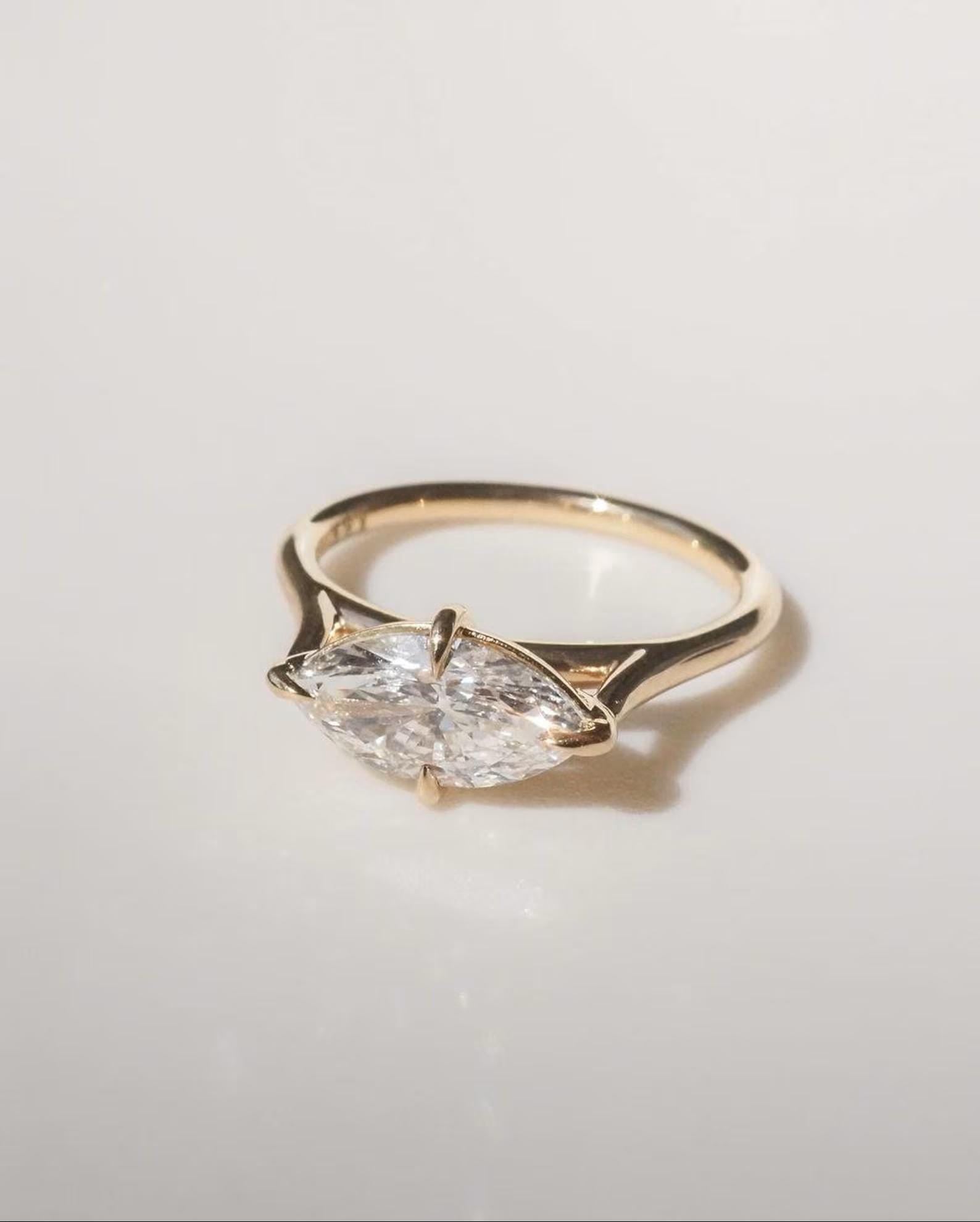 1.5CT Marquise Lab Grown Diamond Ring | East West Solitaire Engagement 14K Gold