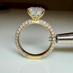 2.50CT Cushion Lab Grown Diamond Engagement Ring, 3.80CTW Pavé Band, 14K Gold (IGI Certified)