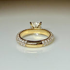 2.50CT Cushion Lab Grown Diamond Engagement Ring, 3.80CTW Pavé Band, 14K Gold (IGI Certified)