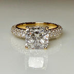 2.50CT Cushion Lab Grown Diamond Engagement Ring, 3.80CTW Pavé Band, 14K Gold (IGI Certified)