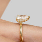 2CT Pear Cut Lab Diamond Engagement Ring | 14K Gold Hidden Halo Solitaire (IGI Certified)