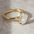 2CT Pear Cut Lab Diamond Engagement Ring | 14K Gold Hidden Halo Solitaire (IGI Certified)