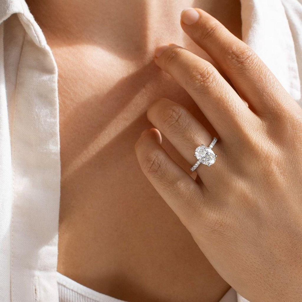 Oval Cut Lab Diamond Engagement Ring | 14K Solid Gold IGI Certified 2.20ct