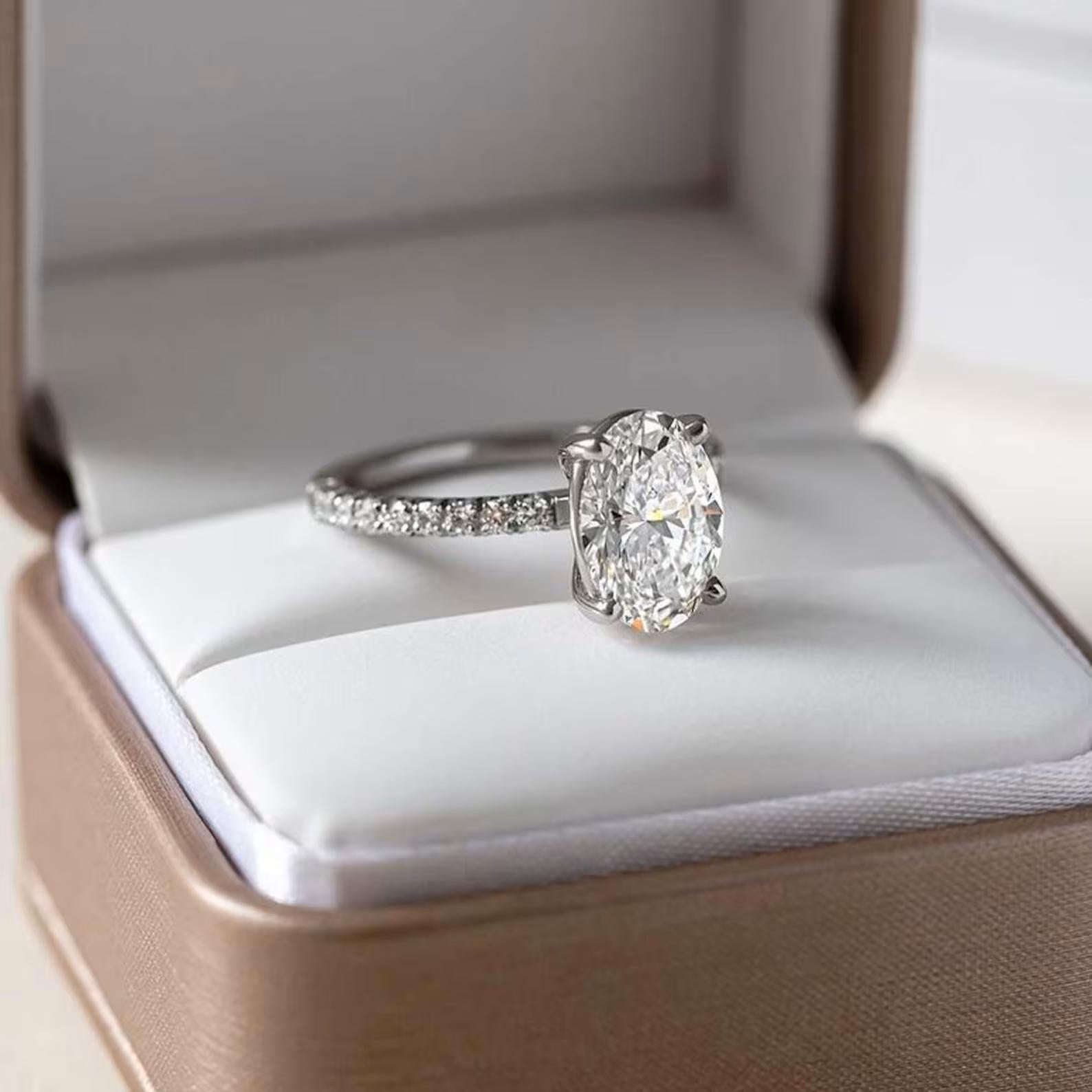 Oval Cut Lab Diamond Engagement Ring | 14K Solid Gold IGI Certified 2.20ct