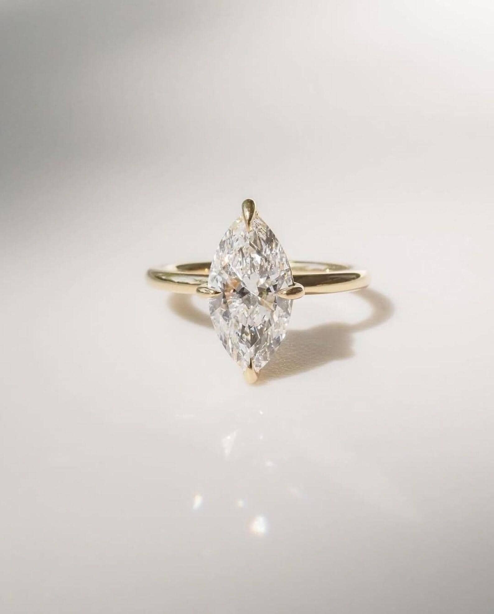 2ct Marquise Lab Grown Diamond Engagement Ring | 14K Gold, IGI Certified