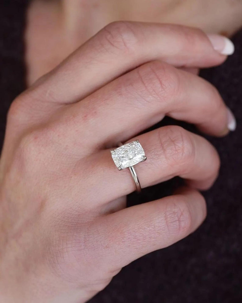 3CT Elongated Cushion Lab Grown Diamond Engagement Ring | 14K Gold Solitaire | IGI Certified