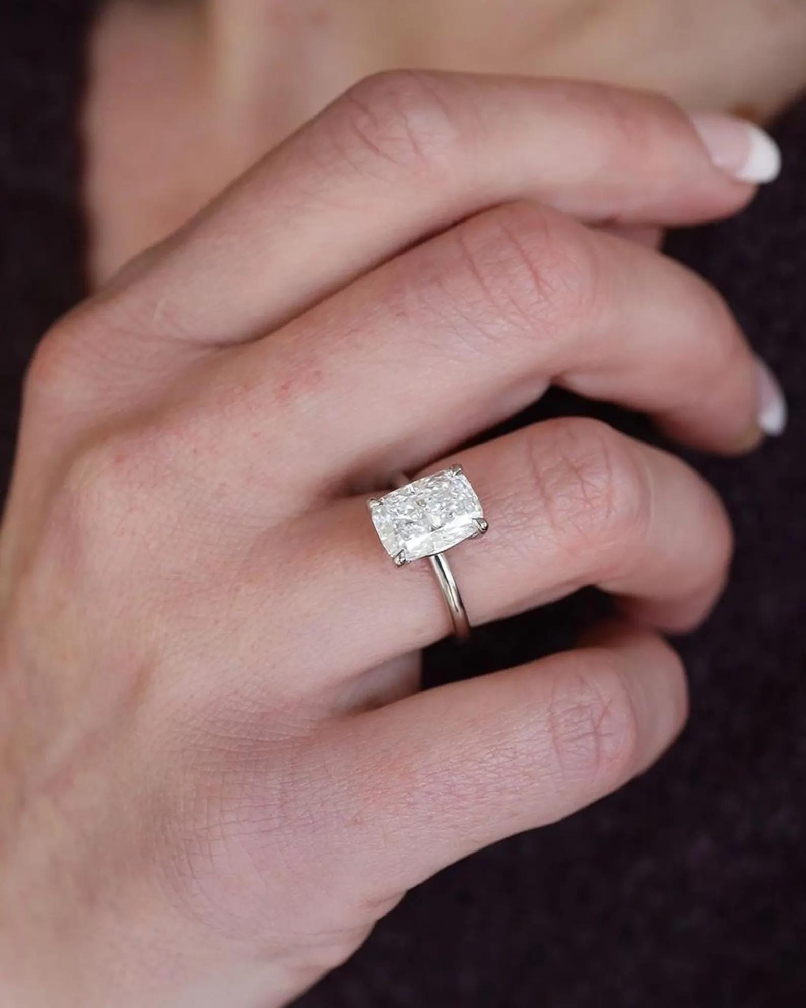 3CT Elongated Cushion Lab Grown Diamond Engagement Ring | 14K Gold Solitaire | IGI Certified