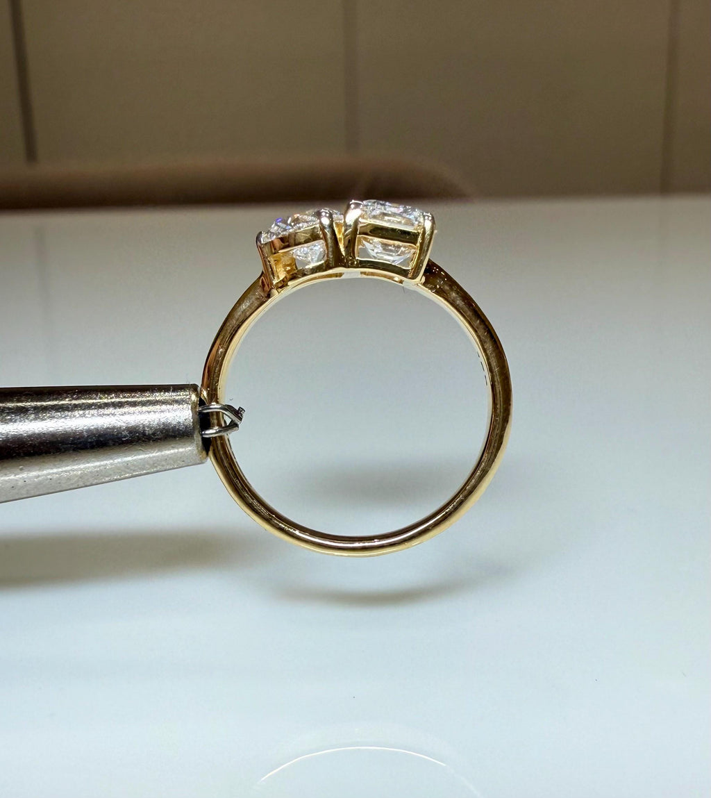 Lab Grown Diamond Toi et Moi Ring | Pear & Emerald Cut Engagement Ring | 14K Gold