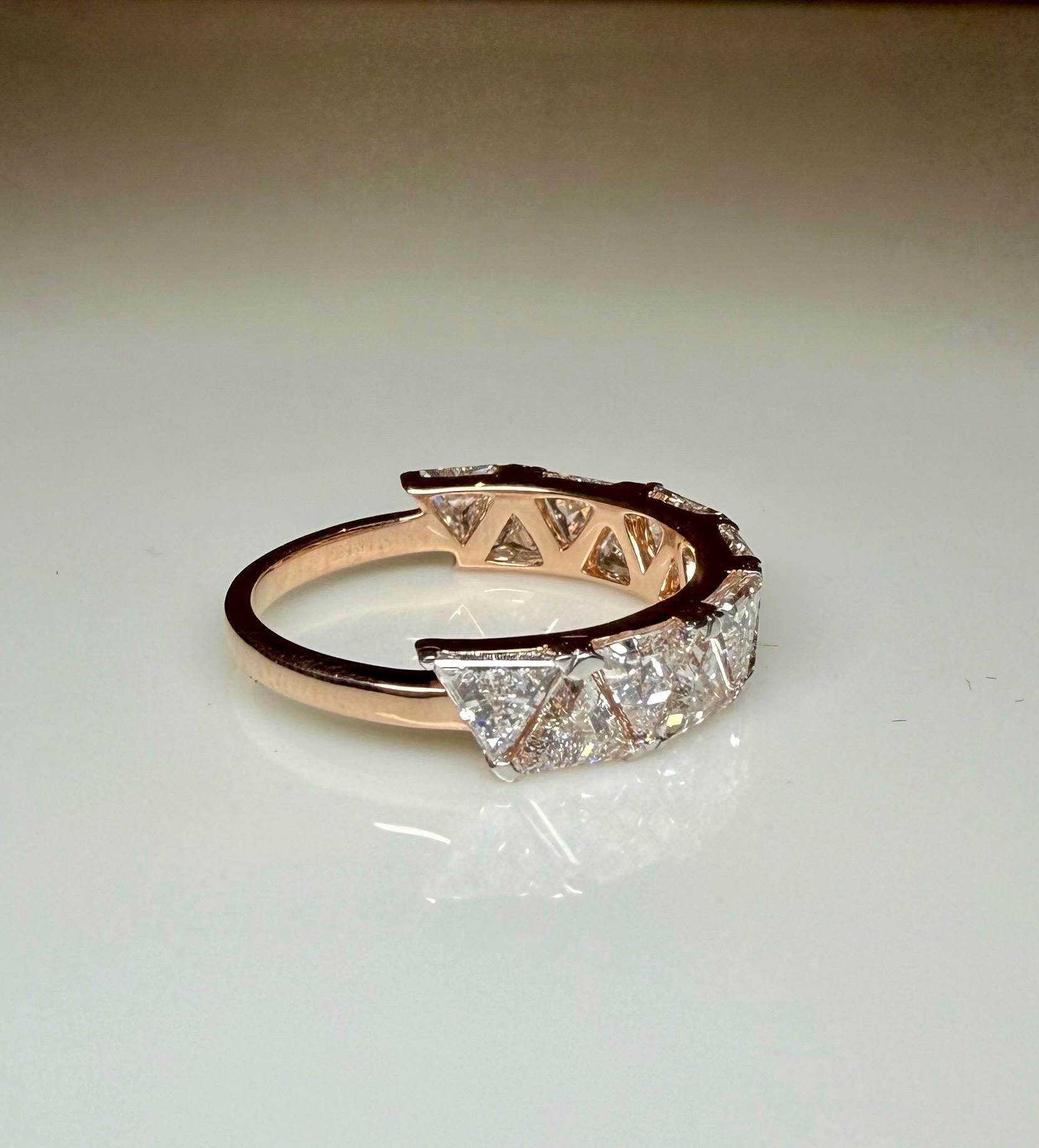 Triangle Cut Lab Grown Diamond Half Eternity Band | 14K Solid Gold Diamond Wedding Ring