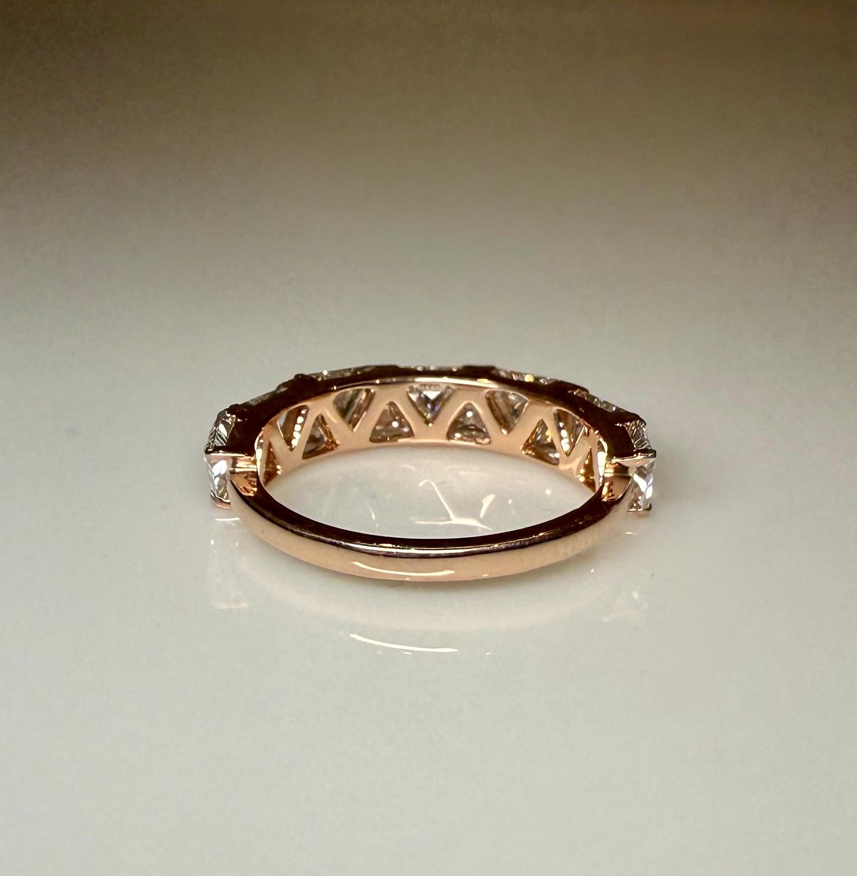 Triangle Cut Lab Grown Diamond Half Eternity Band | 14K Solid Gold Diamond Wedding Ring