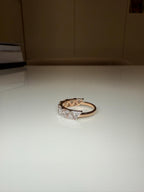 Triangle Cut Lab Grown Diamond Half Eternity Band | 14K Solid Gold Diamond Wedding Ring
