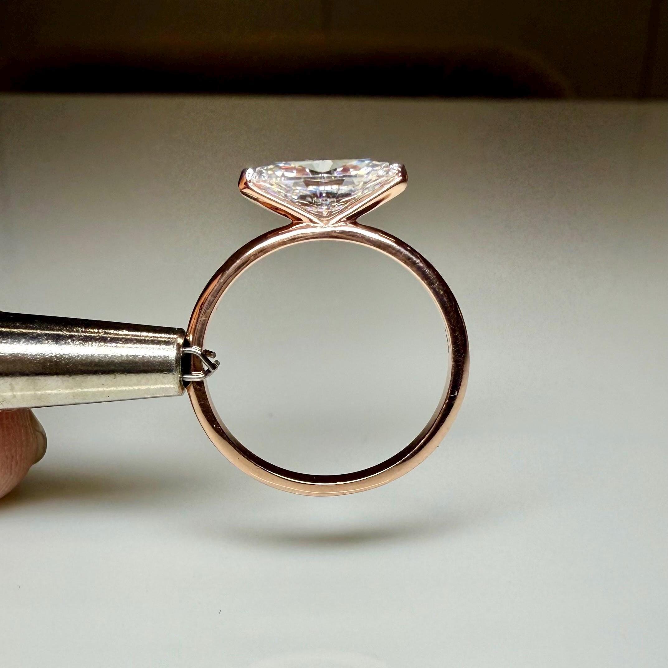 Marquise Cut Lab Grown Diamond Ring | East West Solitaire | 14K Solid Gold Engagement Ring