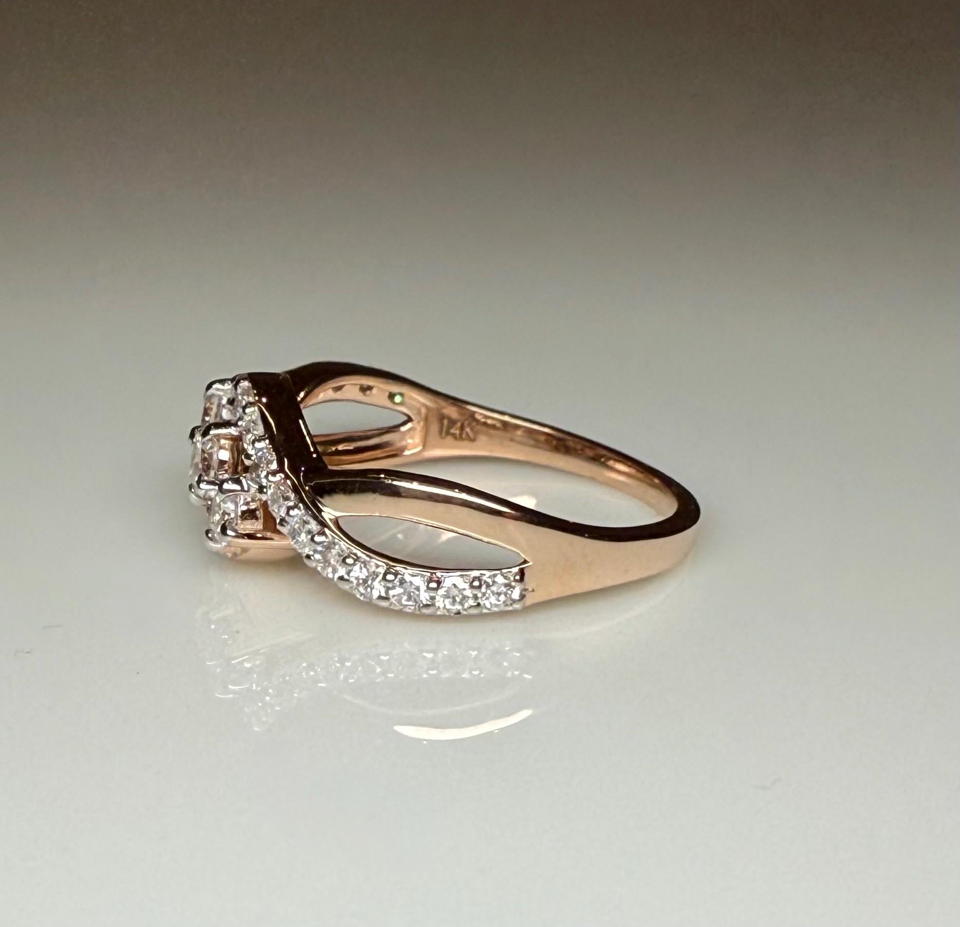 0.40CT Lab Grown Diamond Twist Ring | 14K Gold Bypass Engagement Band