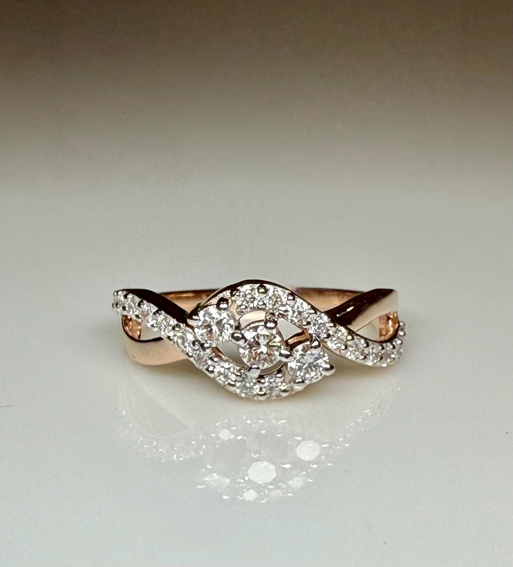 0.40CT Lab Grown Diamond Twist Ring | 14K Gold Bypass Engagement Band
