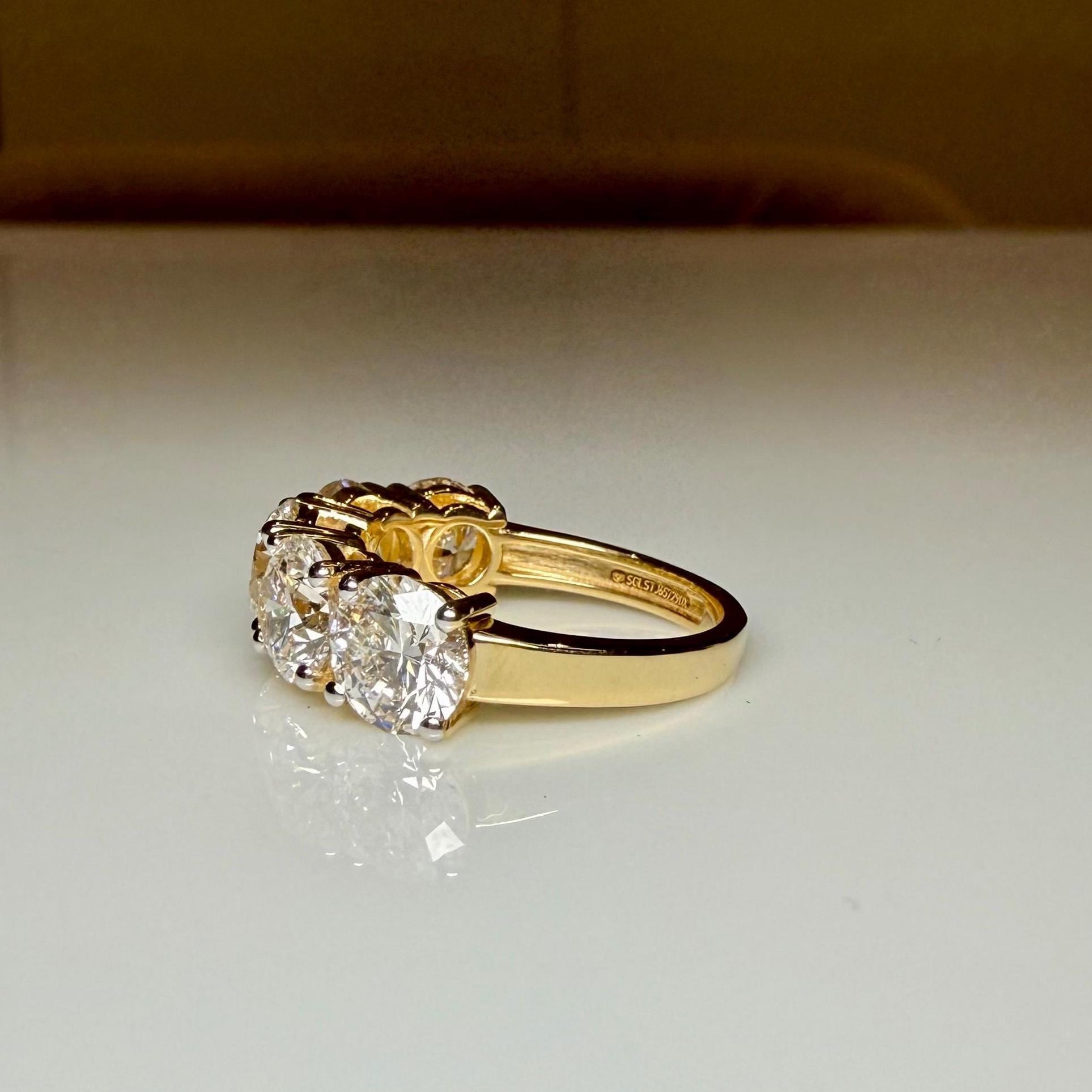 Lab Grown Diamond Five Stone Ring | 14K Solid Gold Anniversary Band