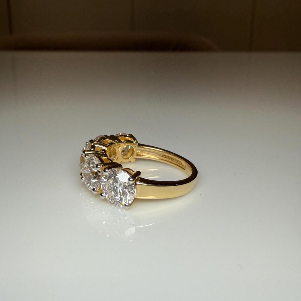 Lab Grown Diamond Five Stone Ring | 14K Solid Gold Anniversary Band