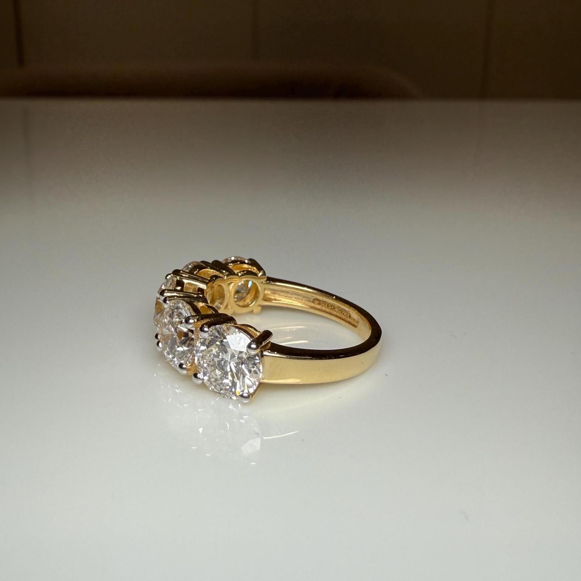Lab Grown Diamond Five Stone Ring | 14K Solid Gold Anniversary Band