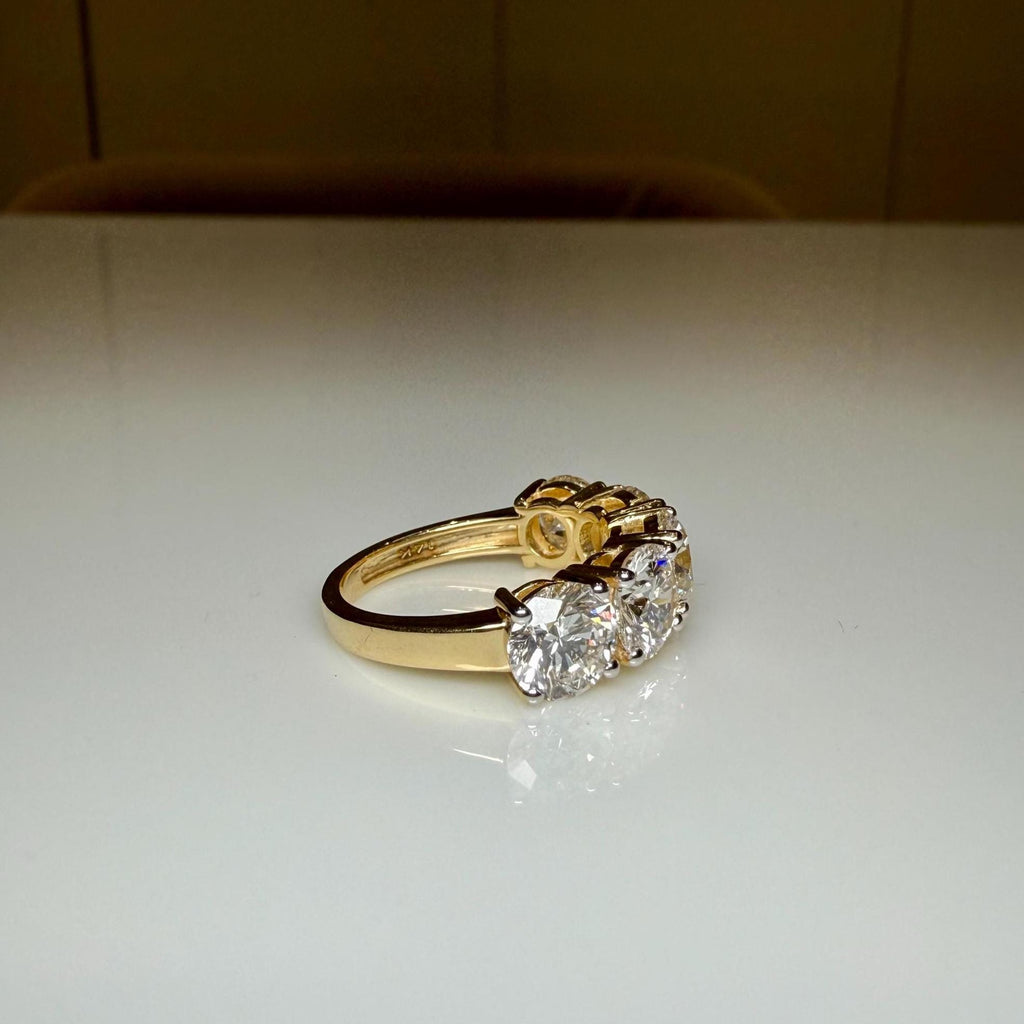 Lab Grown Diamond Five Stone Ring | 14K Solid Gold Anniversary Band