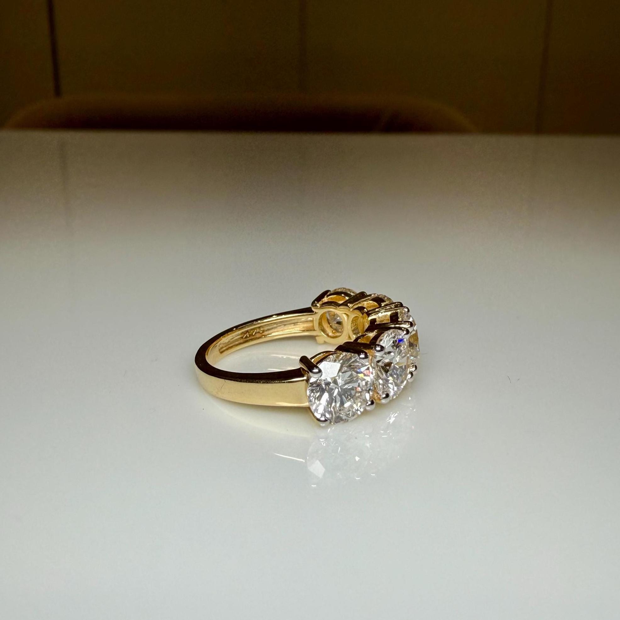Lab Grown Diamond Five Stone Ring | 14K Solid Gold Anniversary Band