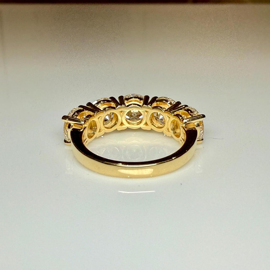 Lab Grown Diamond Five Stone Ring | 14K Solid Gold Anniversary Band