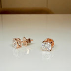 IGI Certified Cushion Lab Grown Diamond Stud Earrings | 14K Gold Solitaire Studs