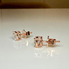 IGI Certified Cushion Lab Grown Diamond Stud Earrings | 14K Gold Solitaire Studs