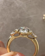 3.50CTW Oval Pear Lab Grown Diamond Three Stone Ring | 14K Solid Gold, IGI Certified